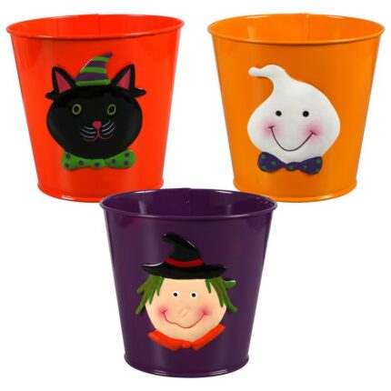 Metal Halloween Icon Buckets, 5.375x5 in.