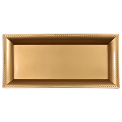 Gold Rectangular Plastic Charger Tray, 14x6.5 in., 1 ct.