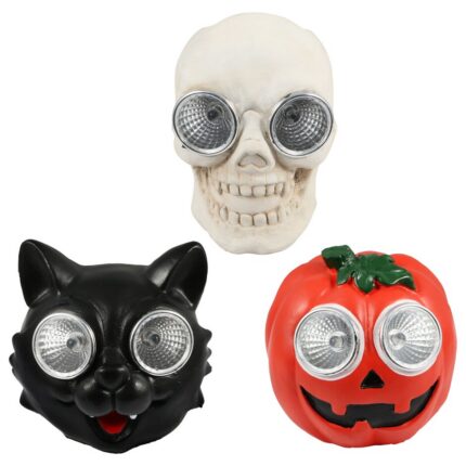 Halloween Themed Solar Cement Decorations, 2.5x2.75x3.125 in.