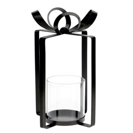 Metal Bow Lantern with Glass, 9.75 in.