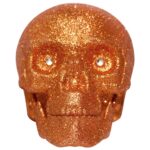 Glitter Halloween Skulls with LED Glowing Eyes, 4.75x3.875x3.5 in. - Image 2