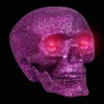 Glitter Halloween Skulls with LED Glowing Eyes, 4.75x3.875x3.5 in. - Image 3