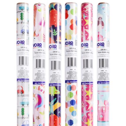 Voila Kids All-Occasion Wrapping Paper, 17.5 sq.ft. Rolls