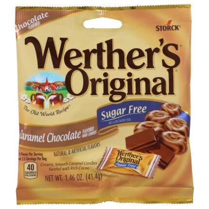 Werther's Original Sugar Free Caramel Chocolate Hard Candies, 1.46-oz. Bags